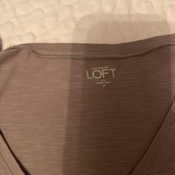 Loft Hot Pink & Tan Swoop Neck T shirt - Picture 4 of 4